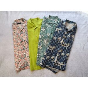 Tommy Bahama Silk Blend Hawaiian Camp Shirt Lot of Four, IslandZONE Size L